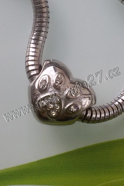 Korálek z chirurgické oceli- Srdce tlapička - Kliknutím na obrázek zavřete