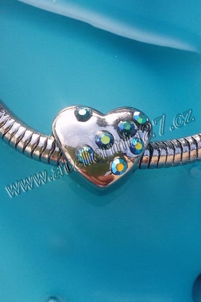 Korálek z chirurgické oceli - Srdce z duhy - Kliknutím na obrázek zavřete