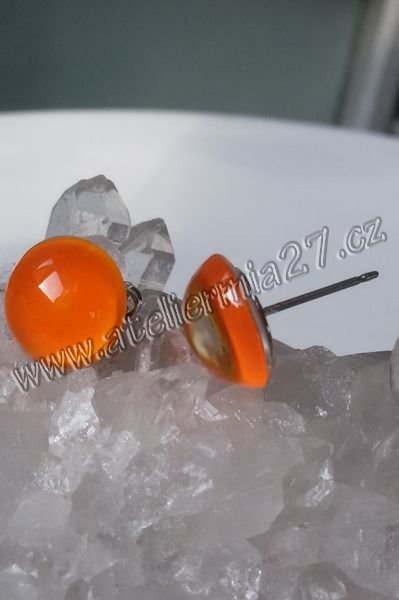 Zářicí skleněné náušnice - Oranžový úsvit - Kliknutím na obrázek zavřete