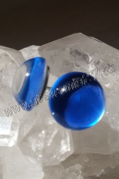 Zářicí skleněné náušnice - Modrý vánek - Kliknutím na obrázek zavřete