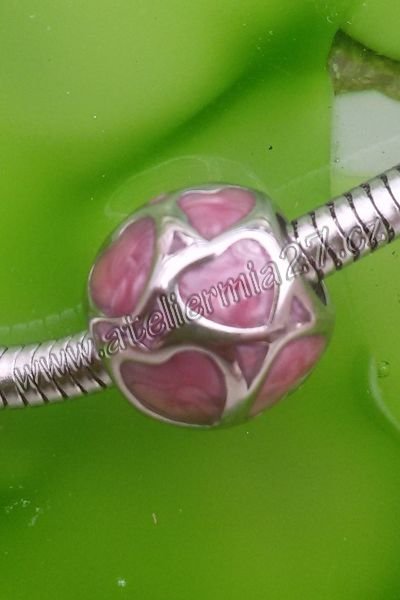 Korálek z chirurgické oceli - Srdce z perletí - Kliknutím na obrázek zavřete