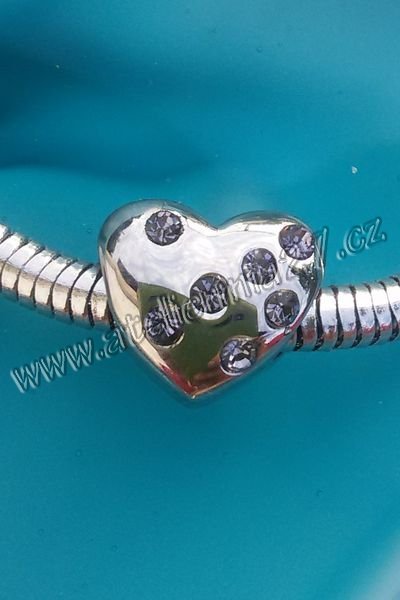 Korálek z chirurgické oceli - Srdce z fialek - Kliknutím na obrázek zavřete