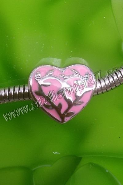 Korálek z chirurgické oceli - Rozkvetlé srdce - Kliknutím na obrázek zavřete