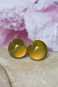 Zářicí skleněné náušnice - Perleťová oliva