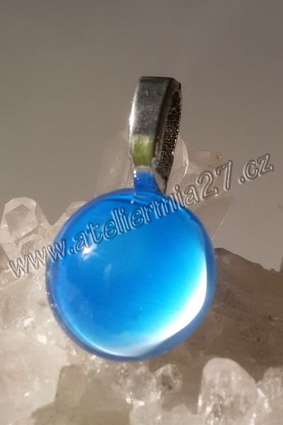 Zářicí skleněný přívěsek- Modrá zář nad mořem, velikost 20mm - Kliknutím na obrázek zavřete