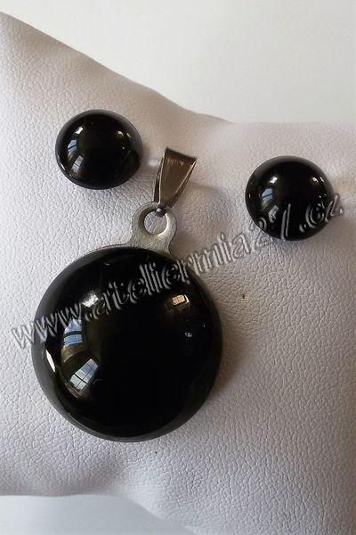 Zářicí skleněné šperky - komplet Tajemná černá - Kliknutím na obrázek zavřete