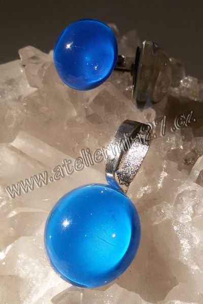 Zářící skleněné šperky - komplet Modrá zář nad mořem - Kliknutím na obrázek zavřete