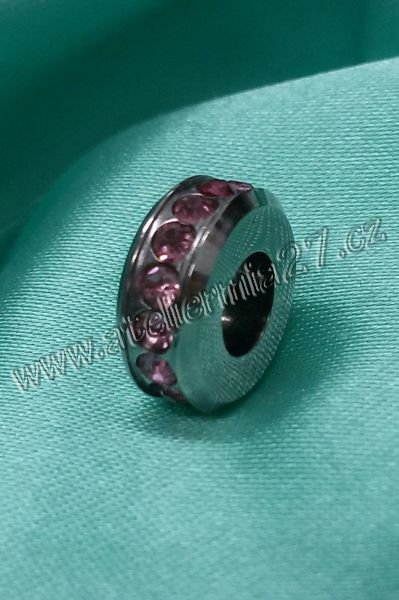 Korálek z chirurgické oceli - Růžový prstenec - Kliknutím na obrázek zavřete