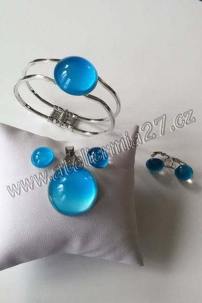 Zářicí skleněné šperky - komplet Modrá zář - Kliknutím na obrázek zavřete