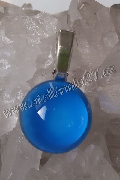 Zářicí skleněný přívěsek- Modrý vánek, velikost 20mm - Kliknutím na obrázek zavřete
