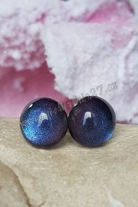Zářicí skleněné náušnice - Modrá perleť