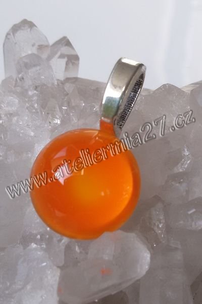 Zářicí skleněný přívěsek- Oranžový úsvit, velikost 25mm - Kliknutím na obrázek zavřete