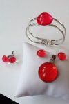 Zářicí skleněné šperky - komplet Rudá malinová