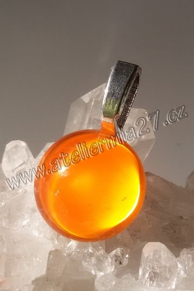 Zářicí skleněný přívěsek- Oranžový úsvit, velikost 25mm - Kliknutím na obrázek zavřete